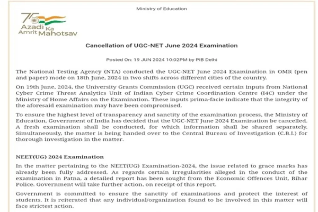 Ugc-Net-June-2024-Examination-Cancelled-Due-To-Security-Concerns;-Fresh-Dates-Awaited