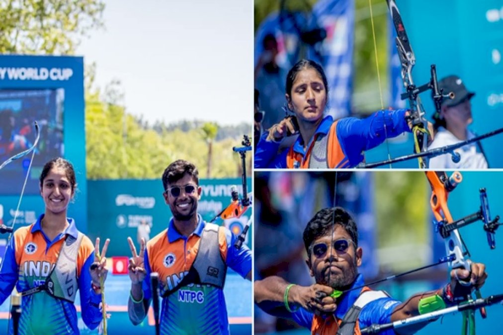 Indian-Recurve-Mixed-Team-Wins-Bronze-Medal-In-Archery-World-Cup-Stage-3;-Dhiraj-Bommadevara-Wins-Bronze-In-Men’s-Individual-Recurve-Event